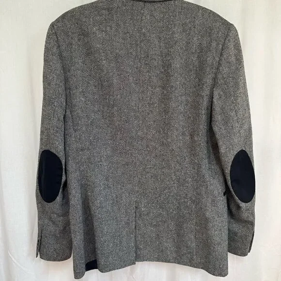 H&M black gray elbow patches contrast trim slim fitblazer sport jacket 44R